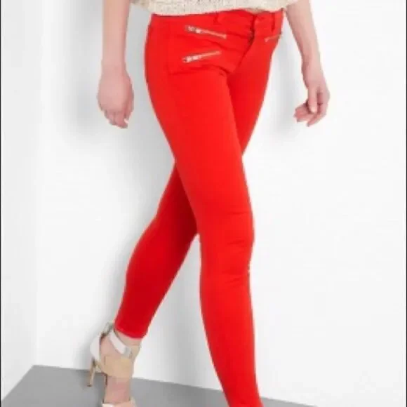 EEUC Women's J Brand Zoey Skinny Ankle Jeans Lipstick Red Size 27